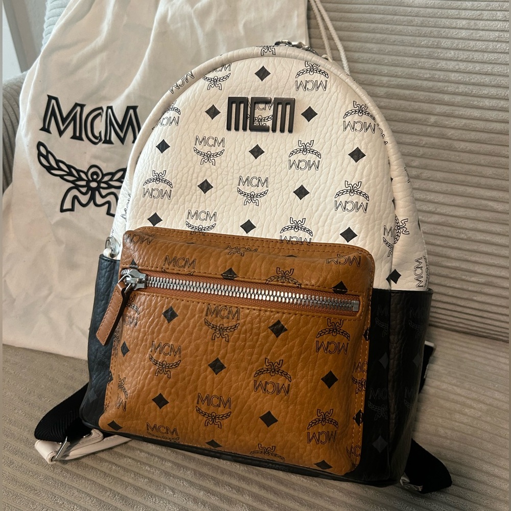 MCM Black and Brown Backpack with Signature Monogram
